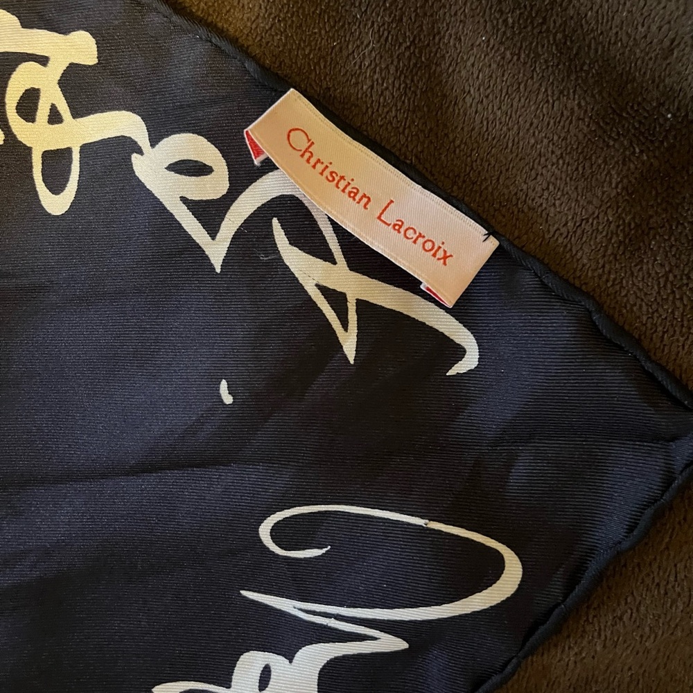 Vintage Christian Lacroix Silk Scarf – Abstract Figure / Signature Border - Picture 3 of 3